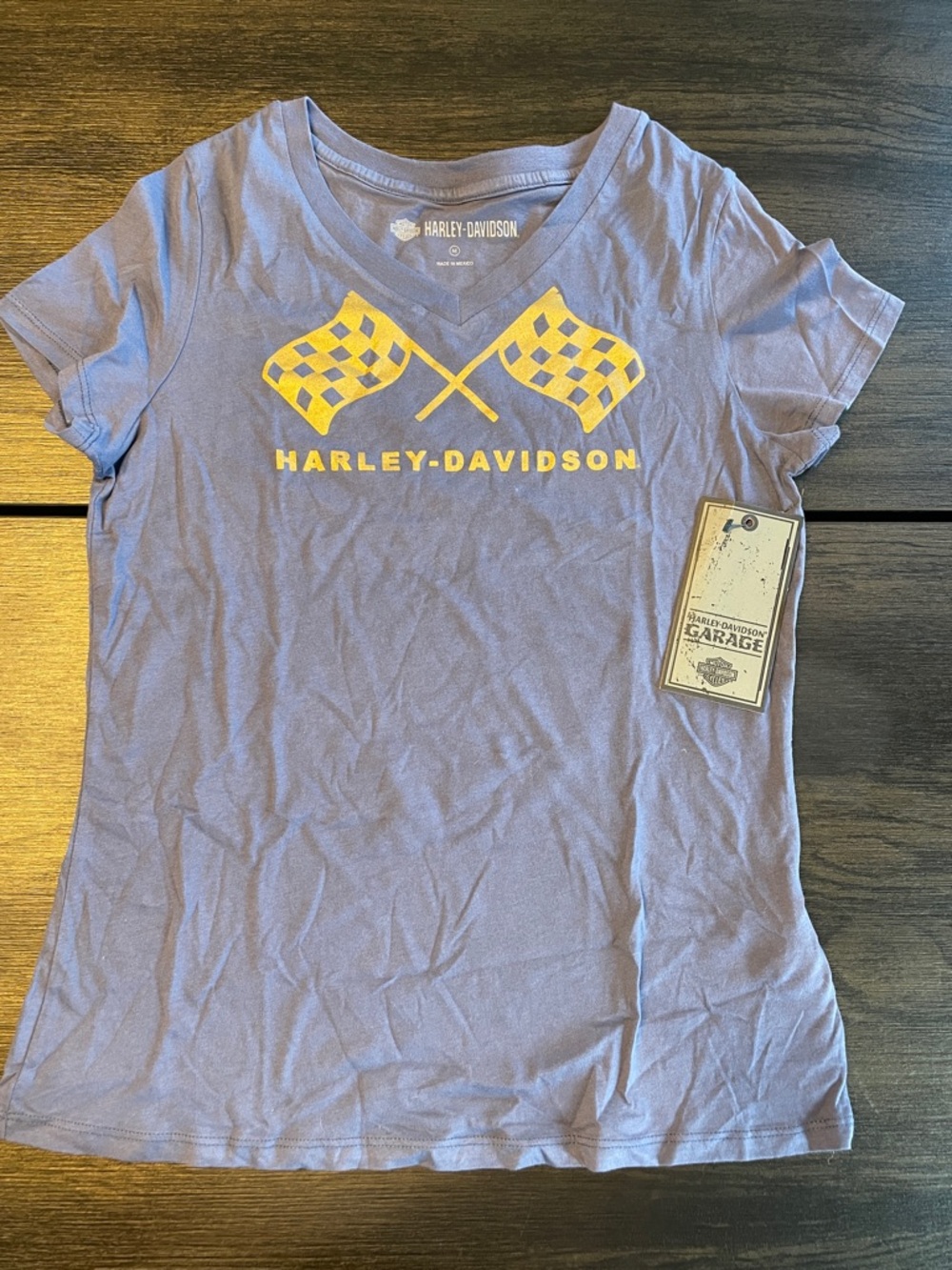 Harley-Davidson Lavender and Yellow Logo V-Neck Tee